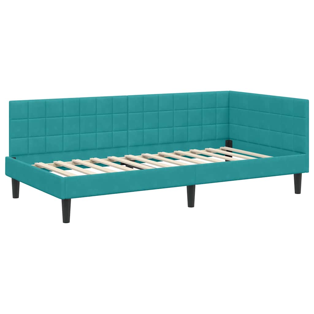 Sarokágy keret fejtámlával Türkiz 90 x 200 cm Bársony