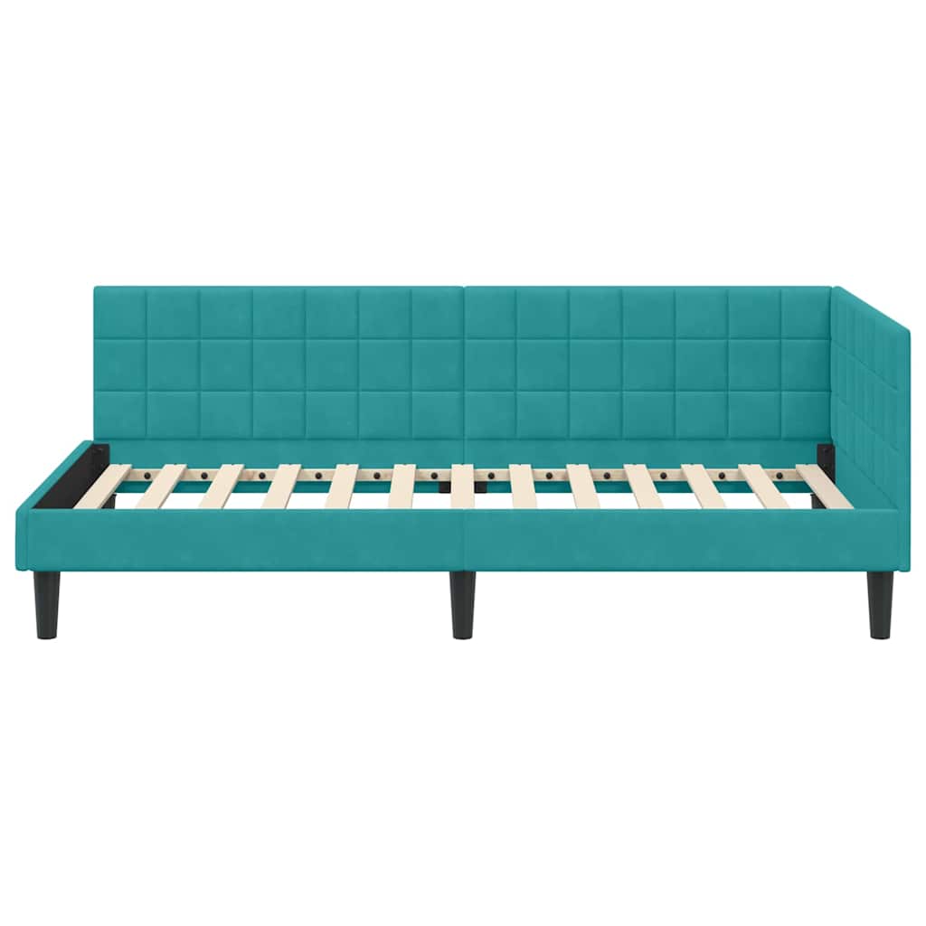 Sarokágy keret fejtámlával Türkiz 90 x 200 cm Bársony