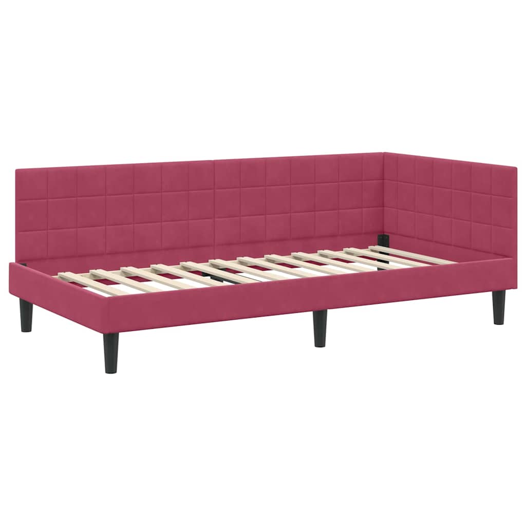 Sarokágy keret fejtámlával bordó 100 x 200 cm Bársony