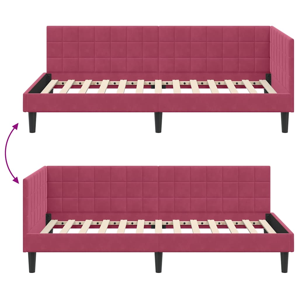 Sarokágy keret fejtámlával bordó 100 x 200 cm Bársony