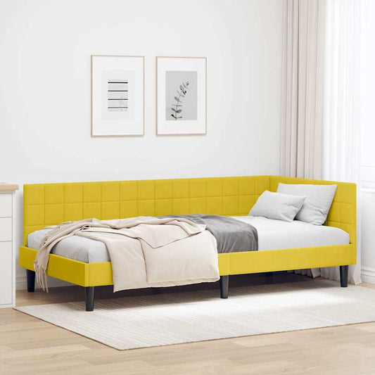 Sarokágy keret fejtámlával Sárga 100 x 200 cm Bársony