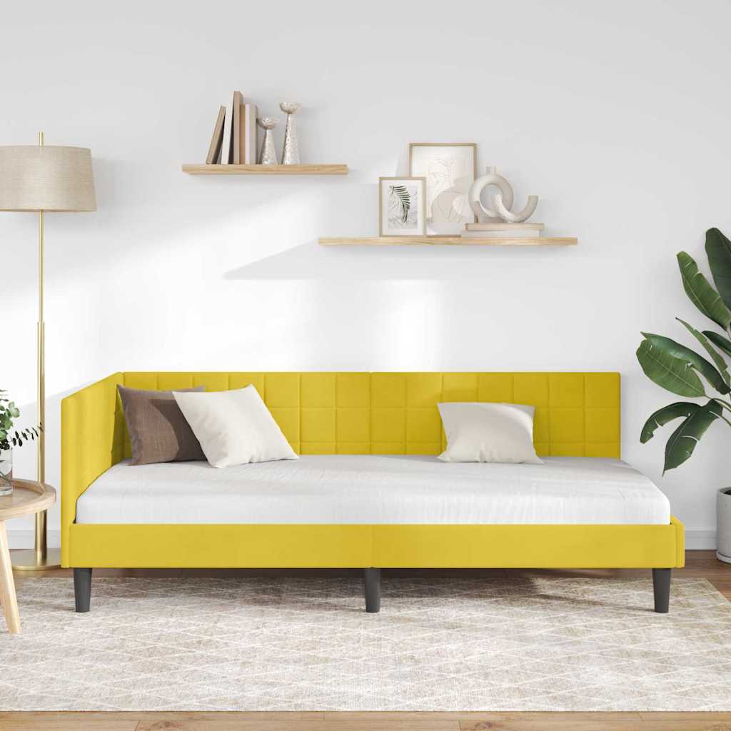 Sarokágy keret fejtámlával Sárga 100 x 200 cm Bársony