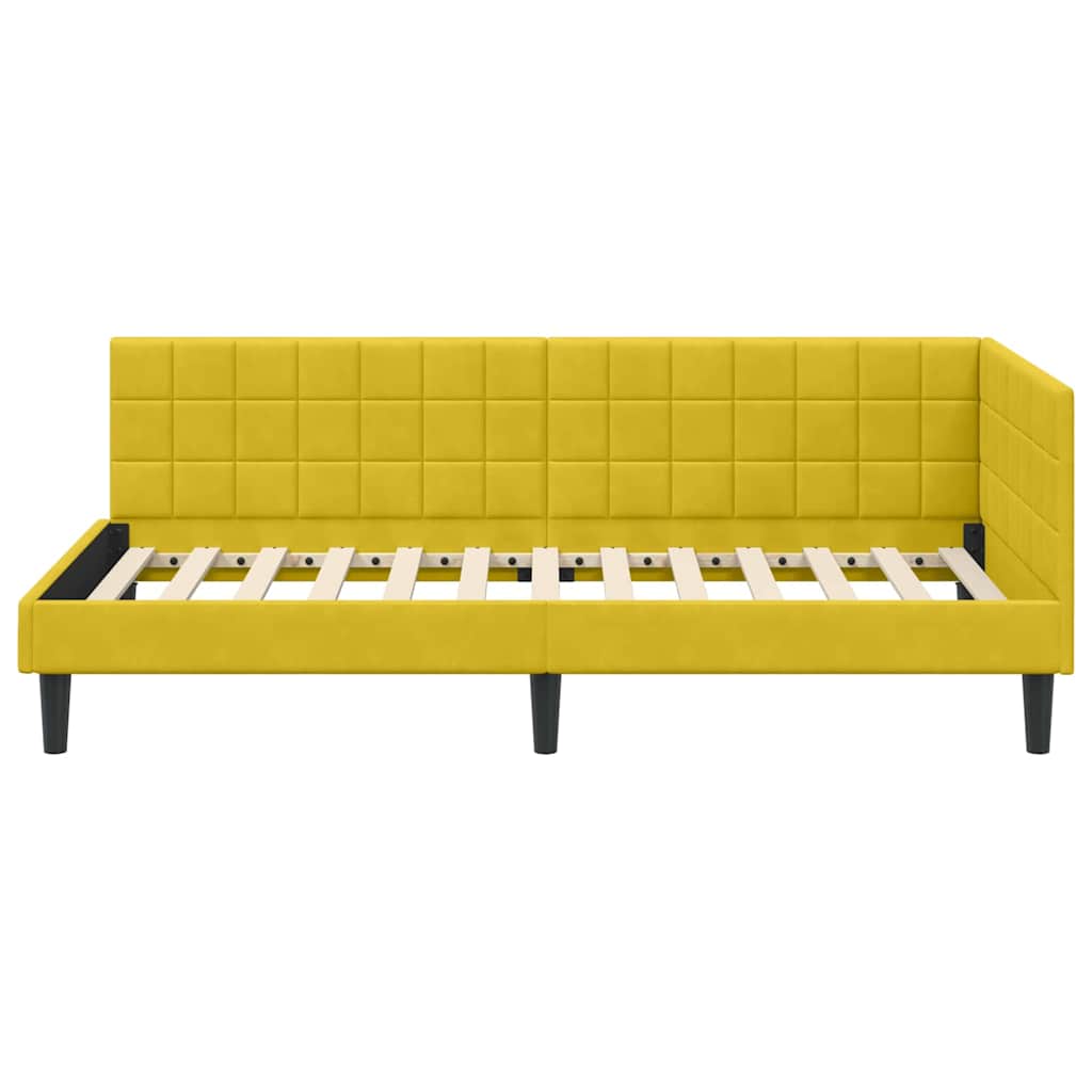 Sarokágy keret fejtámlával Sárga 100 x 200 cm Bársony