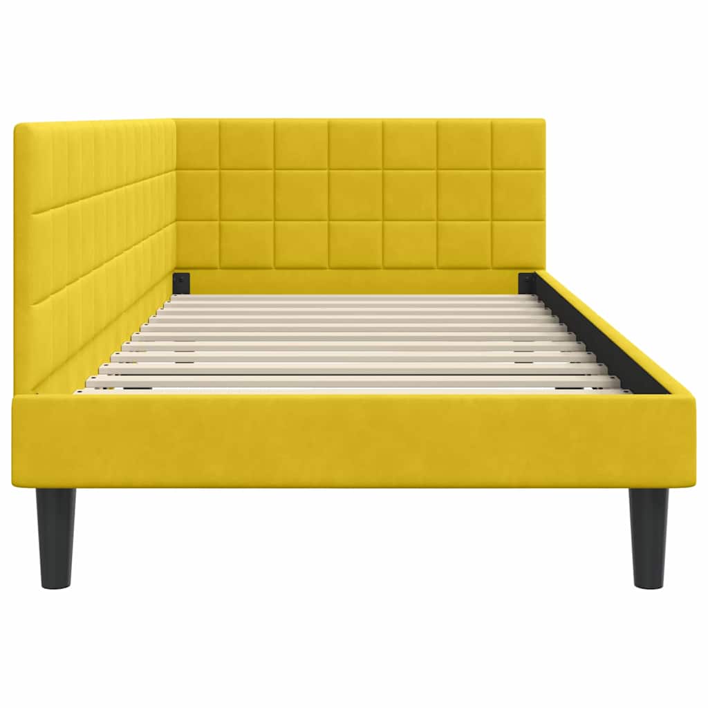 Sarokágy keret fejtámlával Sárga 100 x 200 cm Bársony