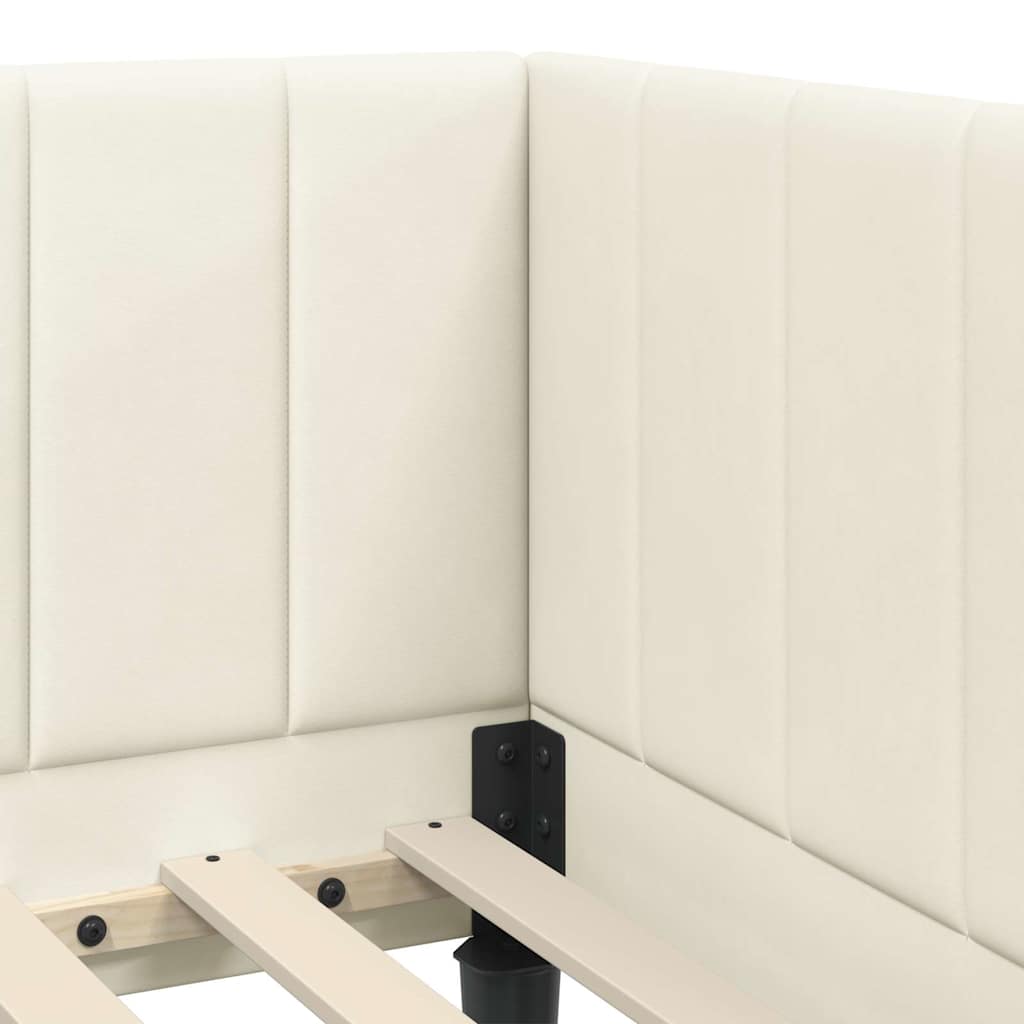 Sarokágy keret matracmal fejtámlával Krém 80 x 200 cm Bársony