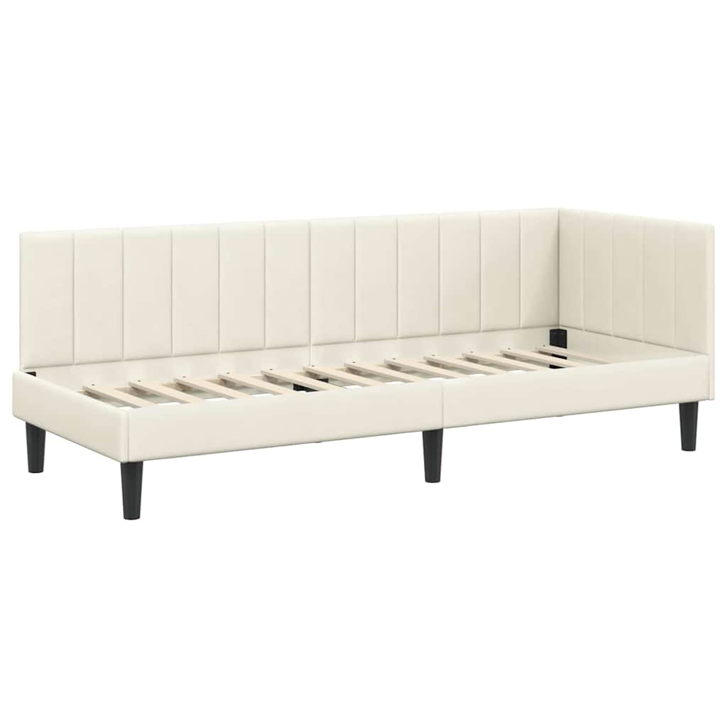 Sarokágy keret matracmal fejtámlával Krém 80 x 200 cm Bársony
