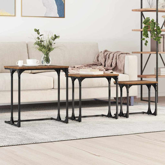 Fészkelt Kávézó Asztal 3 pcs Régi fa 50.5 x 35 x 53 cm Faanyag