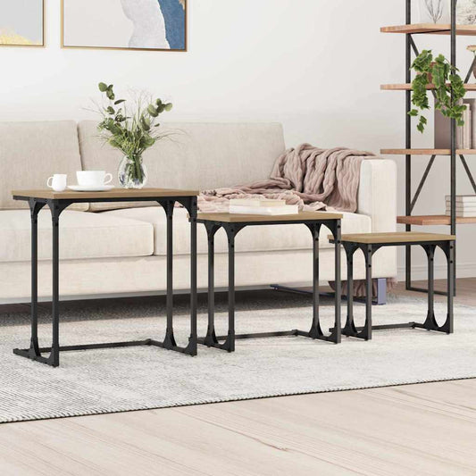 Fészkelt Kávézó Asztal 3 pcs kézműves tölgy 50.5 x 35 x 53 cm