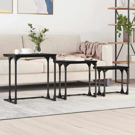 Fészkelt Kávézó Asztal 3 pcs Musta tammi 50.5 x 35 x 53 cm