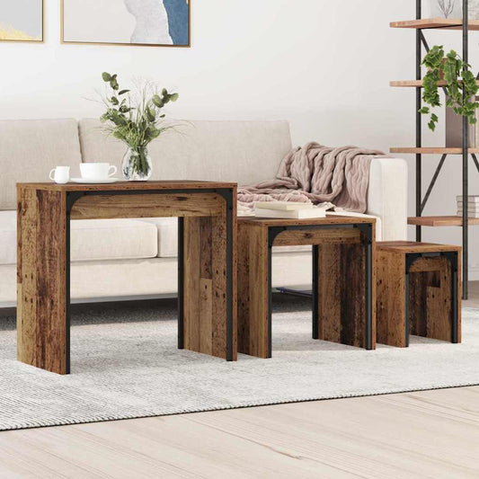 Fészkelt Kávézó Asztal 3 pcs Régi fa 60 x 35 x 56 cm Faanyag
