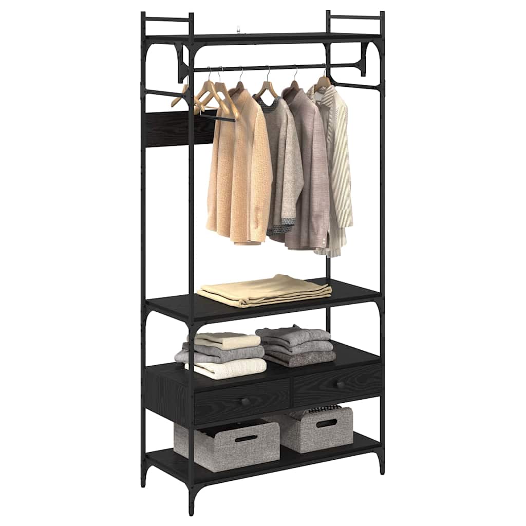 Ruhásszekrény fiókkal Musta tammi 89 x 39 x 184.5 cm Faanyag