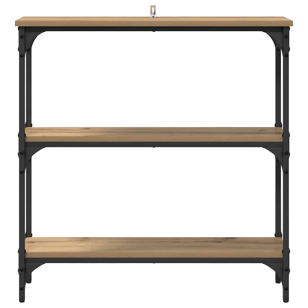 Konzolasztal polcokkal kézműves tölgy 75 x 22.5 x 75 cm