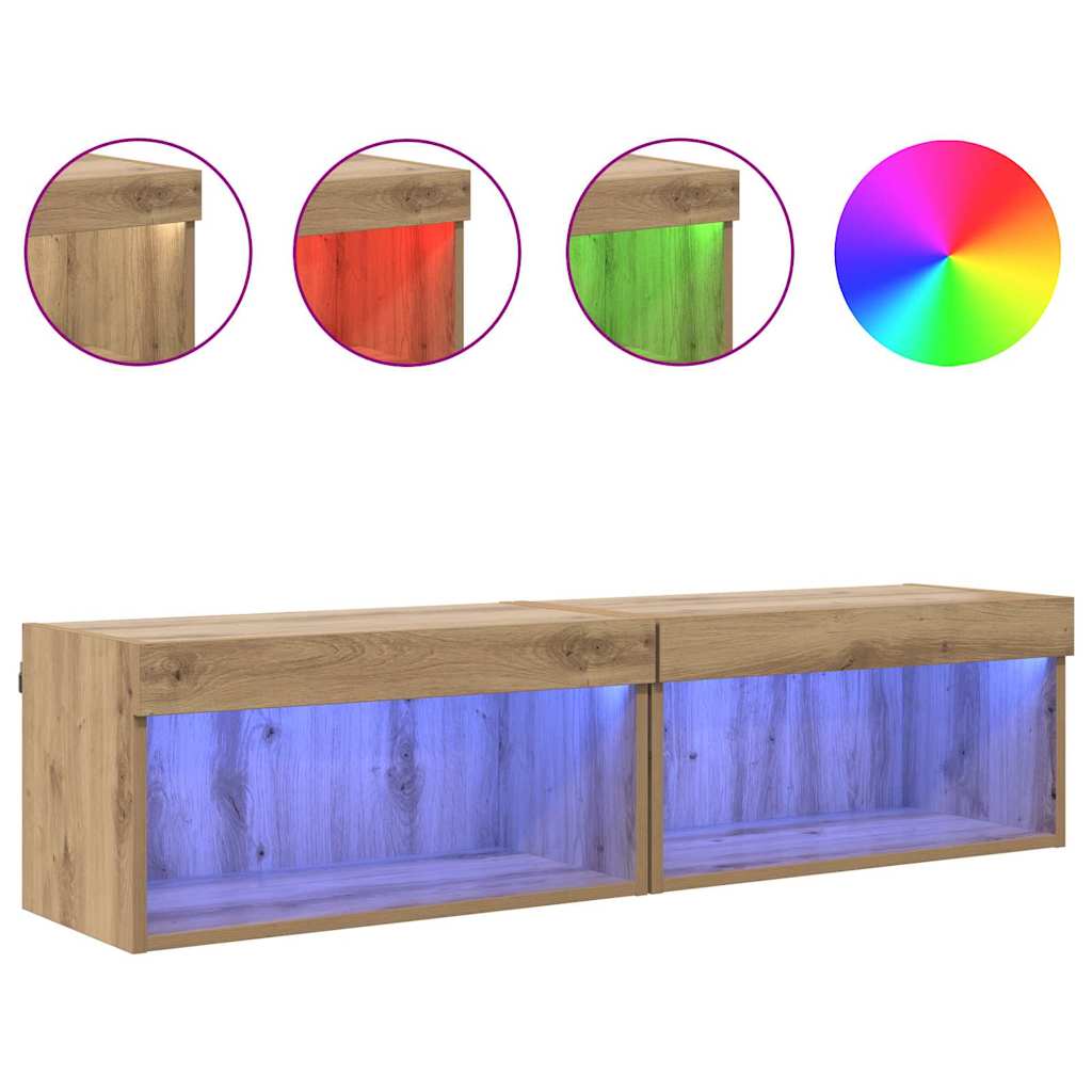 TV szekrények 2 pcs Artisan tölgy 60 x 30 x 30 cm Faanyag