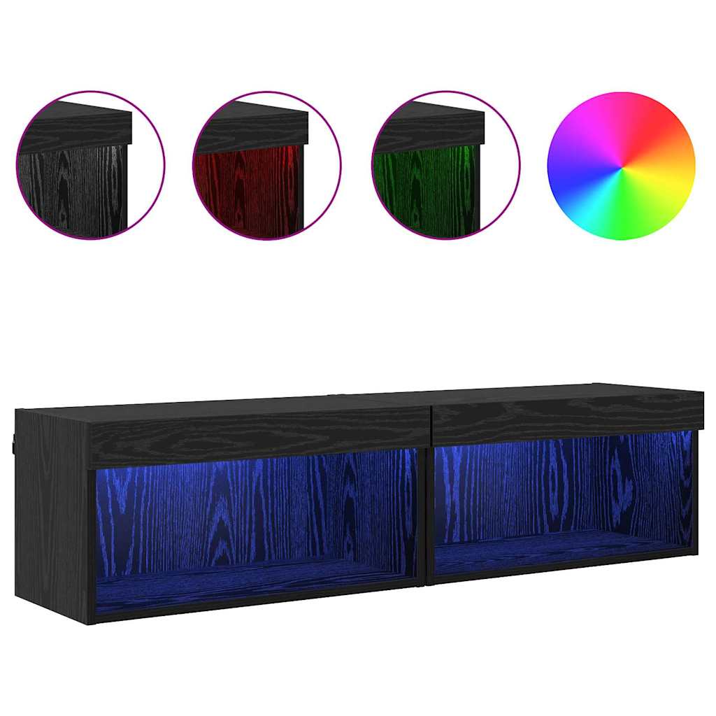 TV szekrények 2 pcs Fekete tölgy 60 x 30 x 30 cm Faanyag