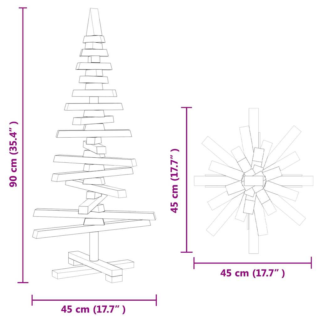Fából készült Karácsonyfa állvánnyal Barna 90 cm Tömör fenyőfa