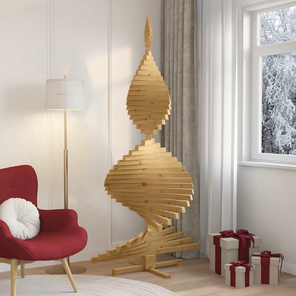 Karácsonyfák állvánnyal Barna 210 cm Tömör fenyőfa