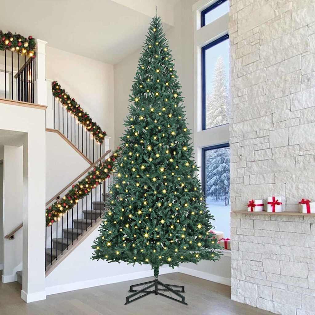 Műfenyő Elővilágított Karácsonyfa 300 LED-del Zöld 500 cm PVC
