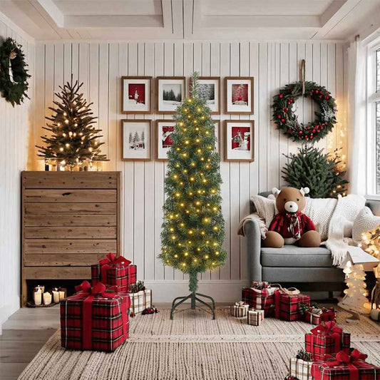 Mű karácsonyfa 300 LED-del Zöld 180 cm PVC, acél és műanyag