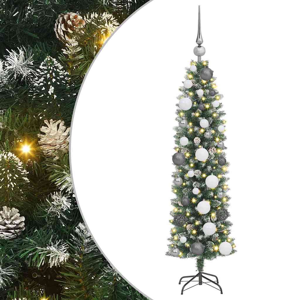 Mű Karcsú Karácsonyi Fa Zöld 120 cm PVC és Fém és Műanyag