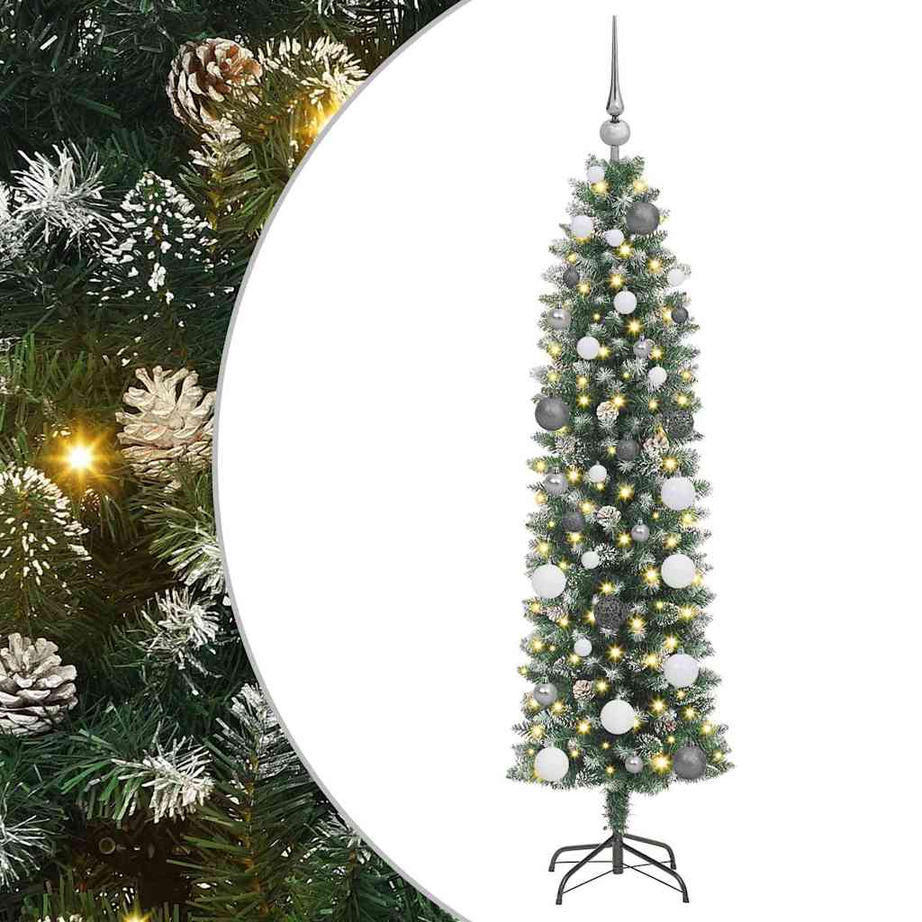 Mű Karcsú Karácsonyi Fa Zöld 150 cm PVC és Fém és Műanyag
