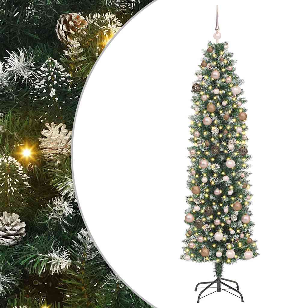 Mű Karcsú Karácsonyi Fa Zöld 210 cm PVC és Fém és Műanyag