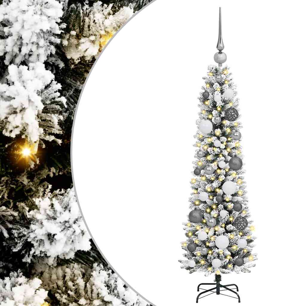Mű karácsonyfa 150 LED-del Fehér 120 cm PVC és Fém és Műanyag
