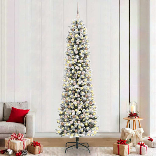 Mű karácsonyfa 300 LED-del Fehér 240 cm PVC és Fém és Műanyag
