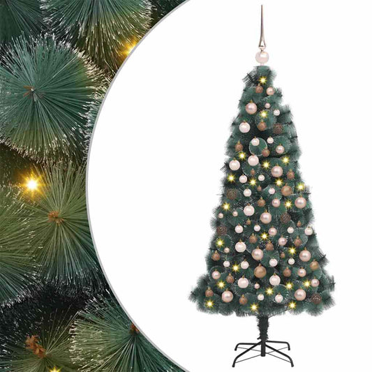 Mesterséges, elővilágított karácsonyfa labdákkal Zöld 120 cm