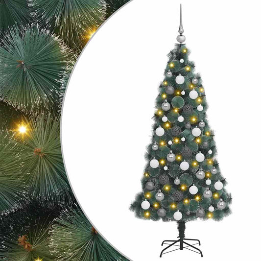 Mesterséges, elővilágított karácsonyfa labdákkal Zöld 120 cm