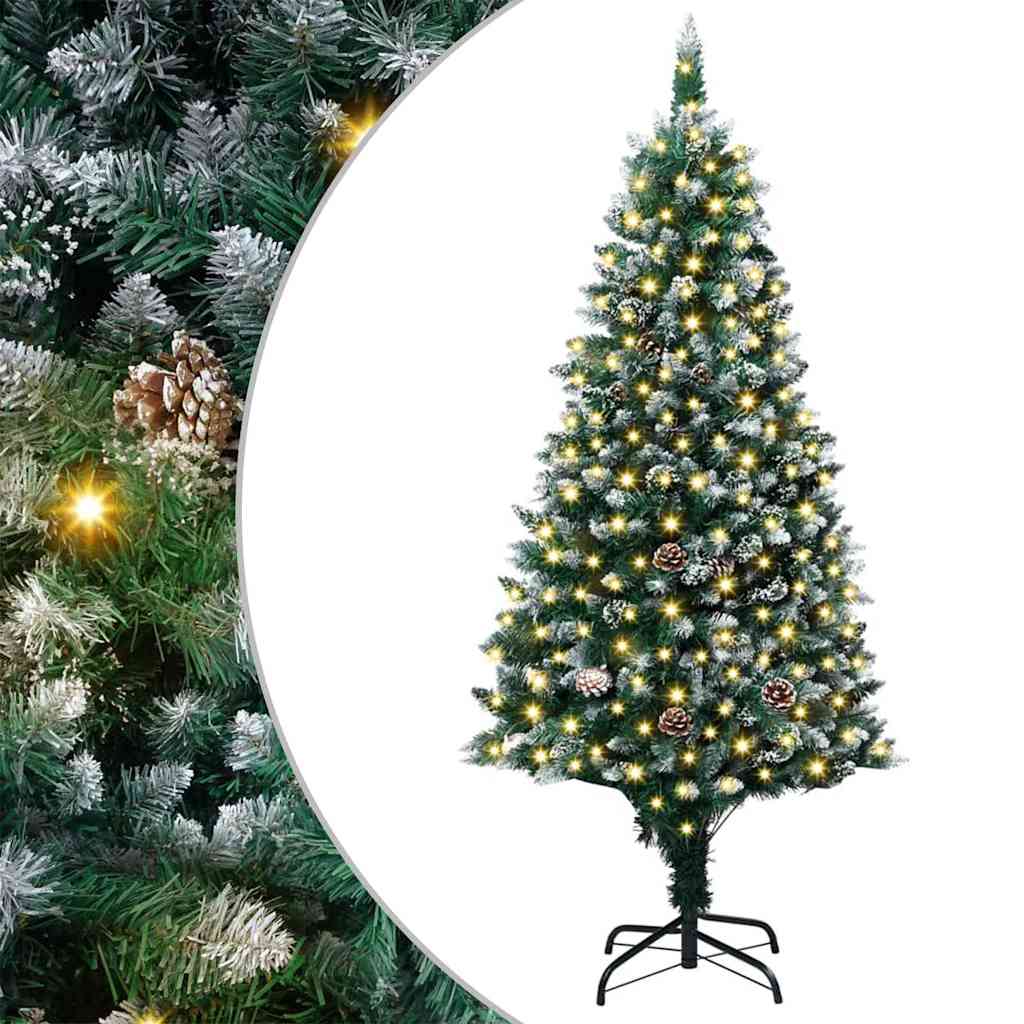 Mű karácsonyfa 300 LED-del Zöld 180 cm PVC és Acél és Műanyag