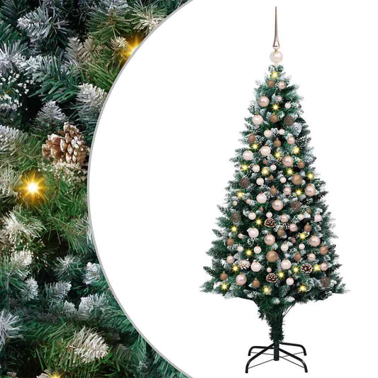 Mű karácsonyfa 300 LED-del Zöld 180 cm PVC és Acél és Műanyag