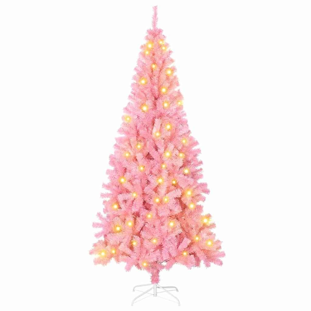 Karácsonyfa 300 LED-del állvánnyal Rózsaszín 180 cm PVC