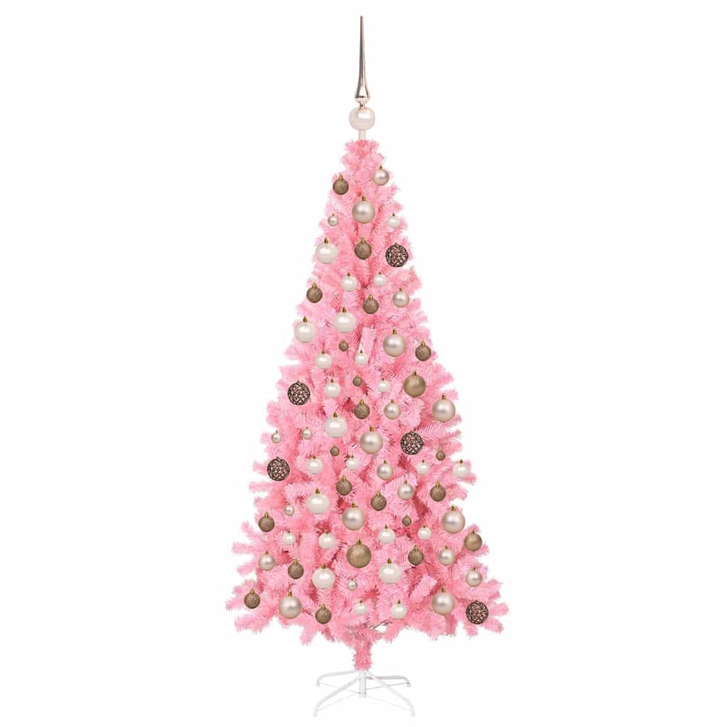 Karácsonyfa 300 LED-del állvánnyal Rózsaszín 180 cm PVC