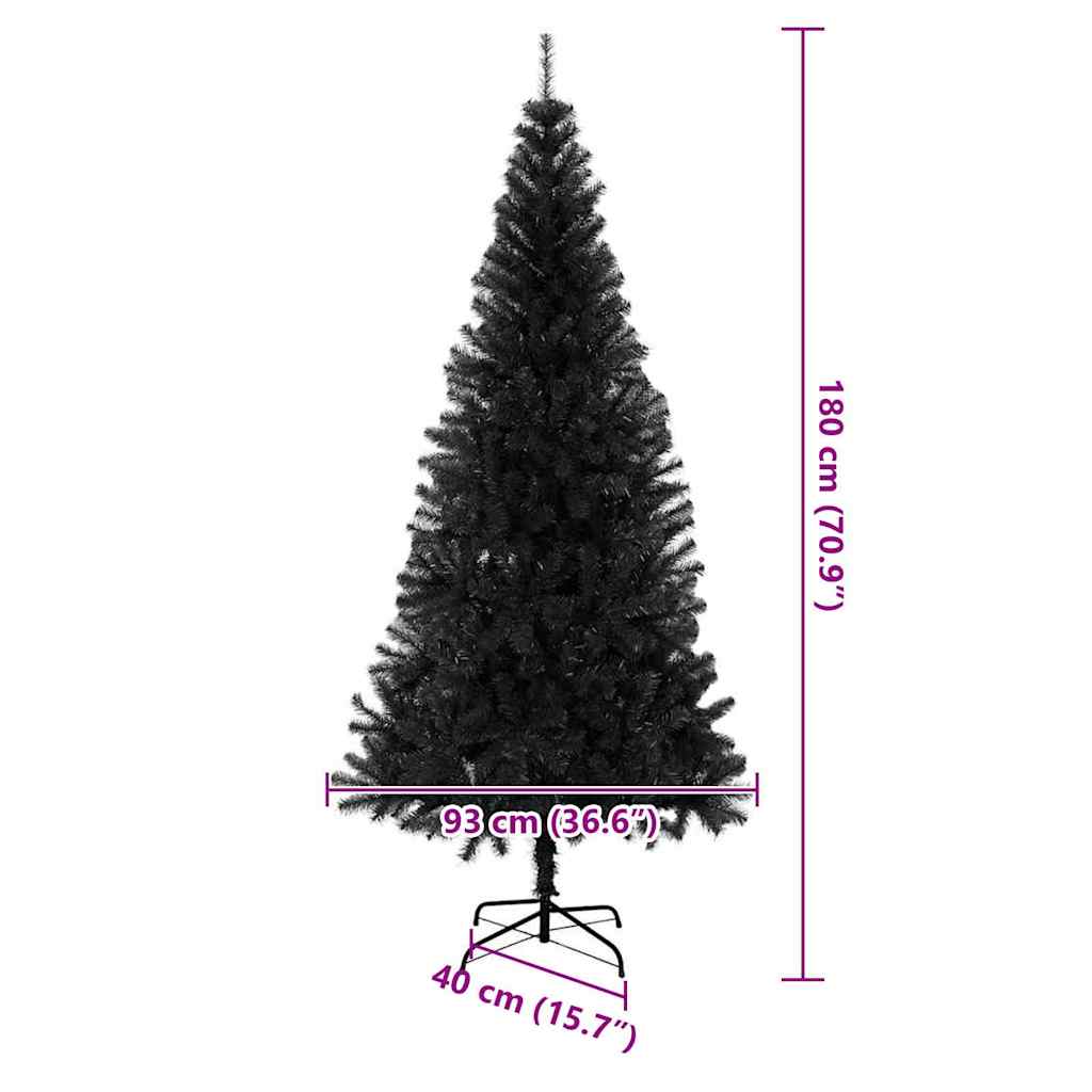 Karácsonyfa 300 LED-del állvánnyal Fekete 180 cm PVC