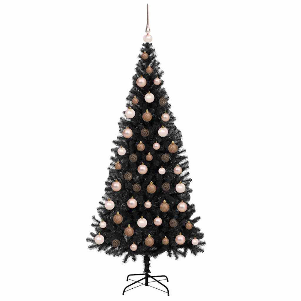 Karácsonyfa 300 LED-del állvánnyal Fekete 180 cm PVC