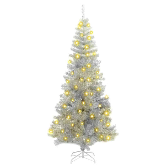 Karácsonyfa 300 LED-del állvánnyal Ezüst 180 cm PET