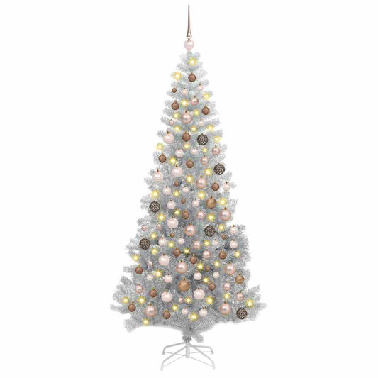 Karácsonyfa 300 LED-del állvánnyal Ezüst 180 cm PET
