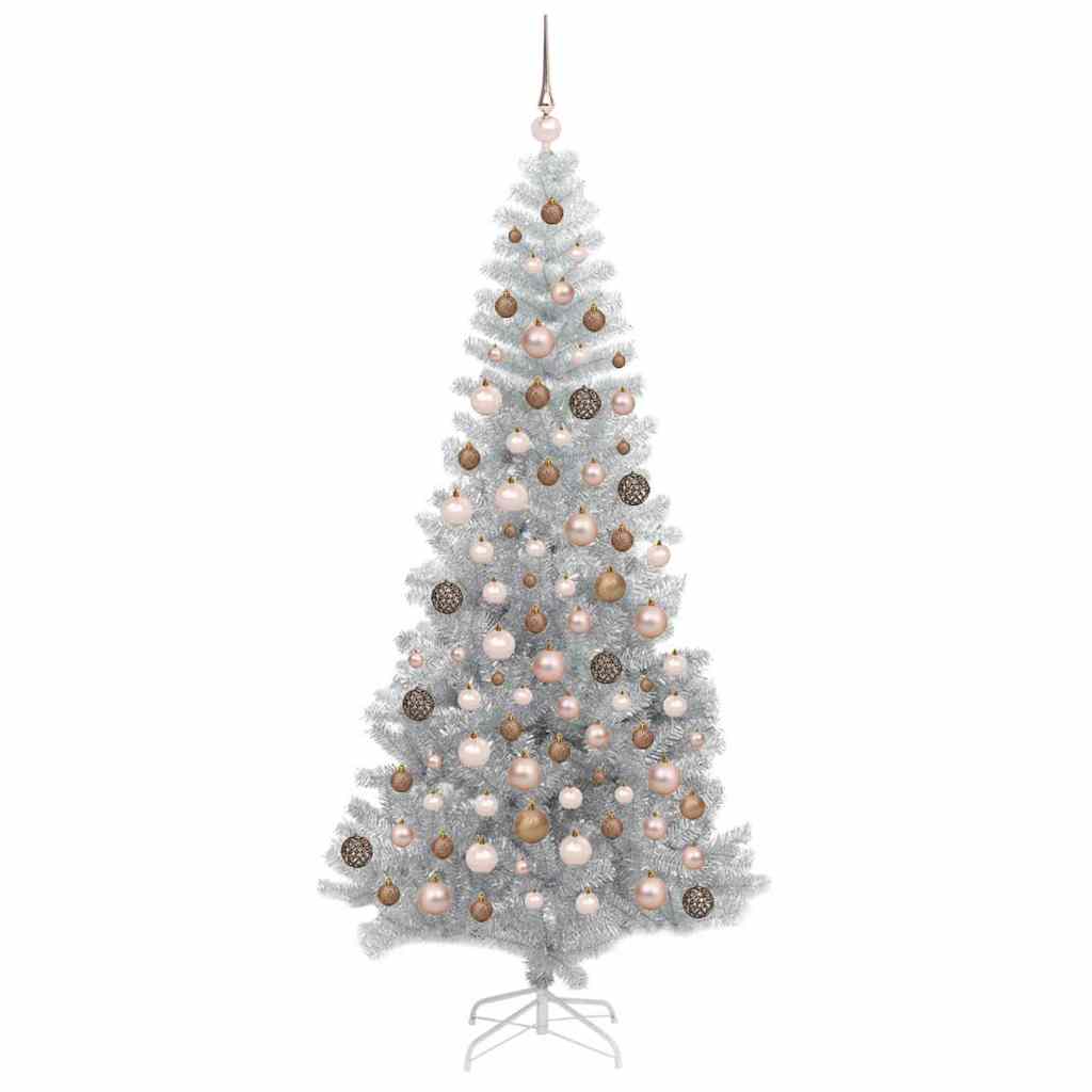 Karácsonyfa 300 LED-del állvánnyal Ezüst 180 cm PET