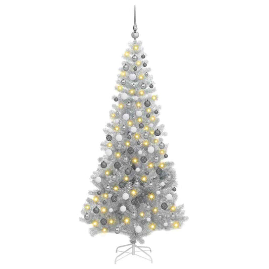 Karácsonyfa 300 LED-del állvánnyal Ezüst 180 cm PET