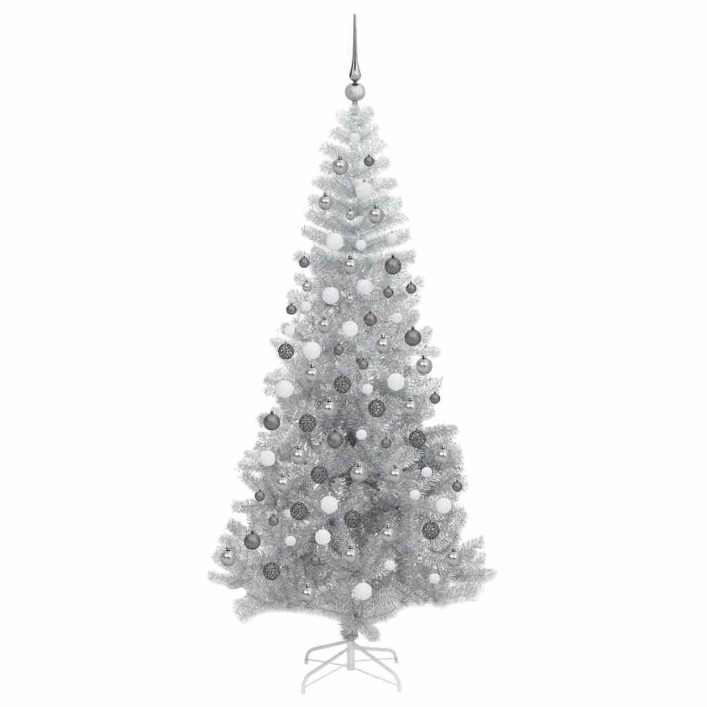 Karácsonyfa 300 LED-del állvánnyal Ezüst 180 cm PET