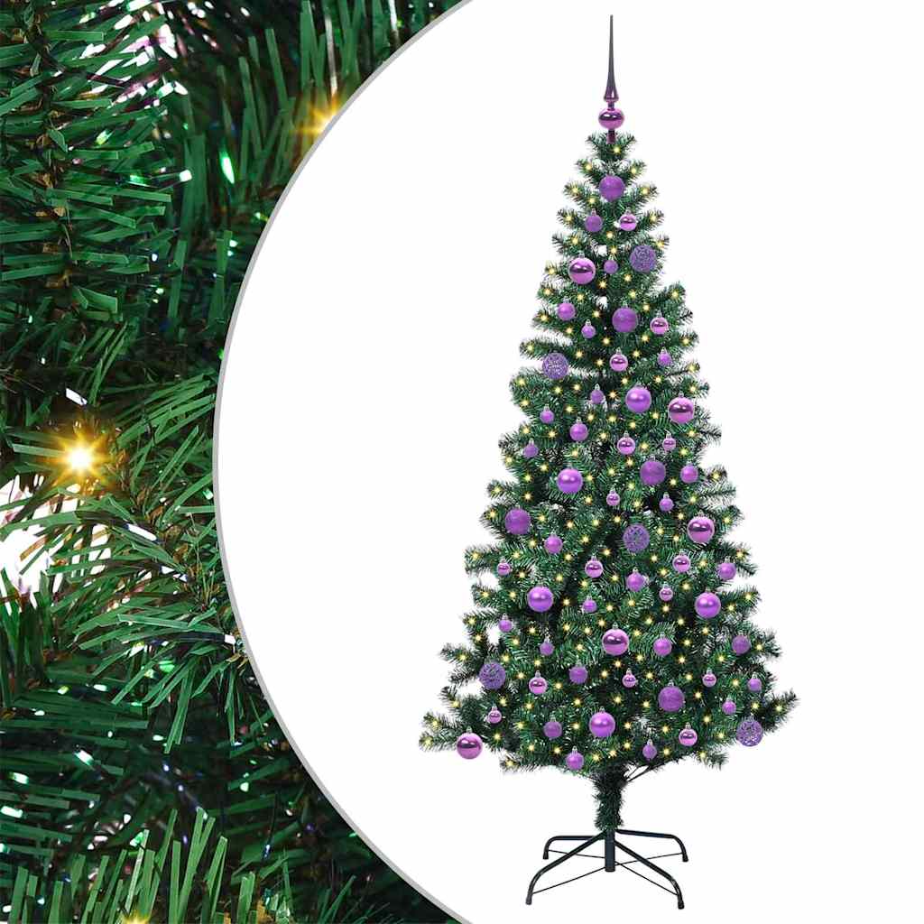 Mesterséges, előre világított karácsonyi fa Zöld 180 cm