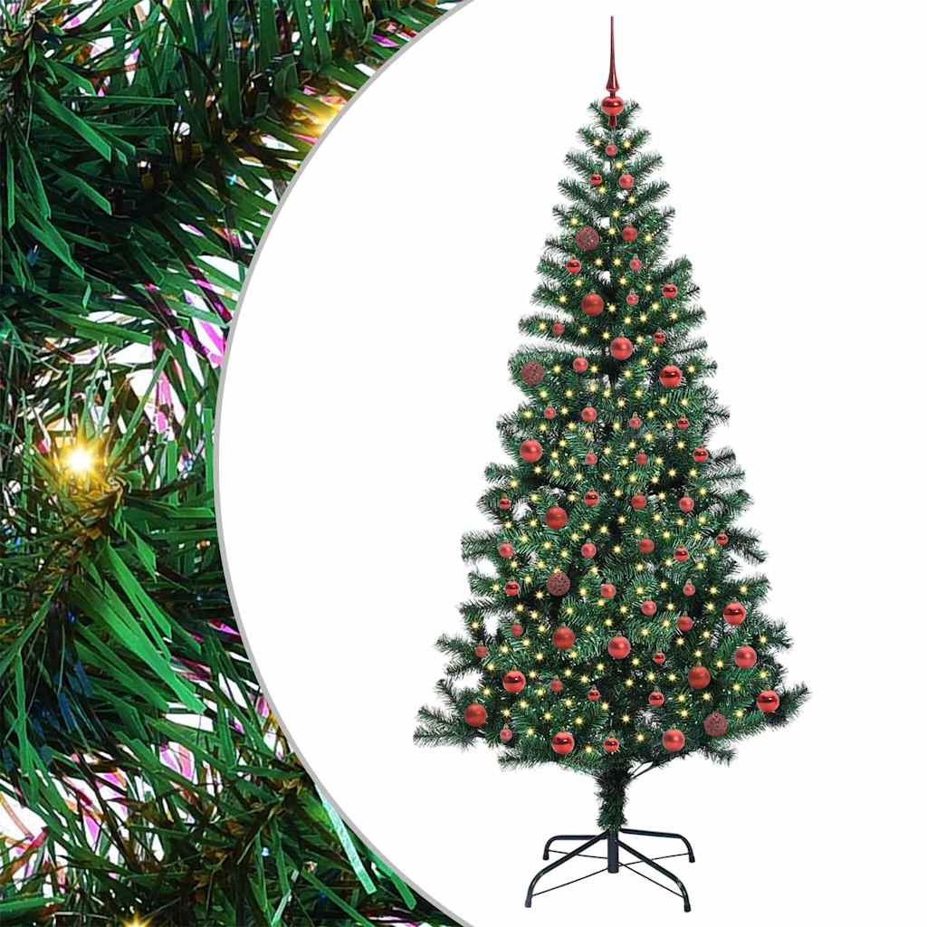Mesterséges, előre világított karácsonyi fa Zöld 210 cm