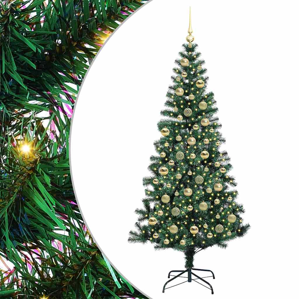 Mesterséges, előre világított karácsonyi fa Zöld 210 cm
