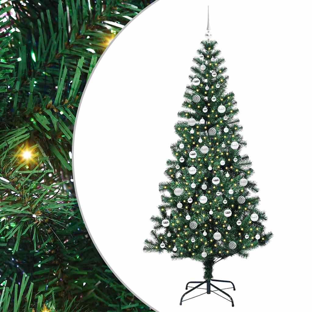 Mesterséges, előre világított karácsonyi fa Zöld 210 cm