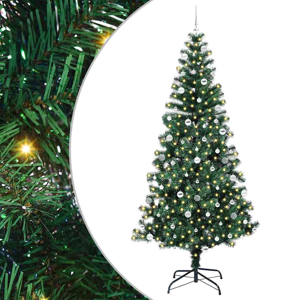 Mesterséges, előre világított karácsonyi fa Zöld 240 cm