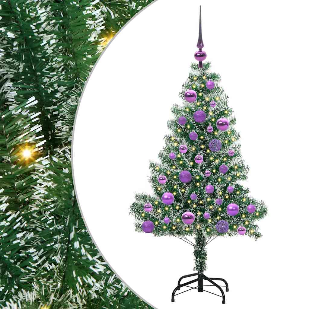 Mű karácsonyi fa hóval borítva LED fényekkel 120 cm