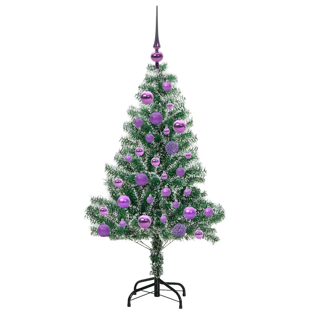 Mű karácsonyi fa hóval borítva LED fényekkel 120 cm