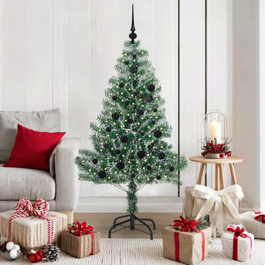Mű karácsonyi fa hóval borítva LED fényekkel 150 cm