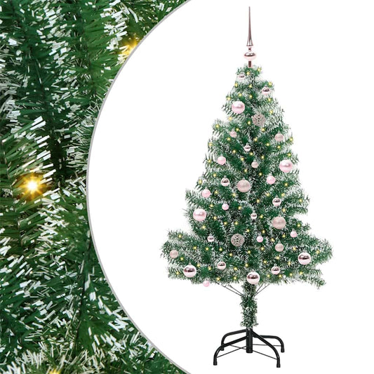 Mű karácsonyi fa hóval borítva LED fényekkel 150 cm