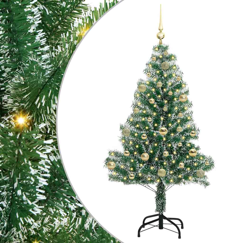 Mű karácsonyi fa hóval borítva LED fényekkel 150 cm
